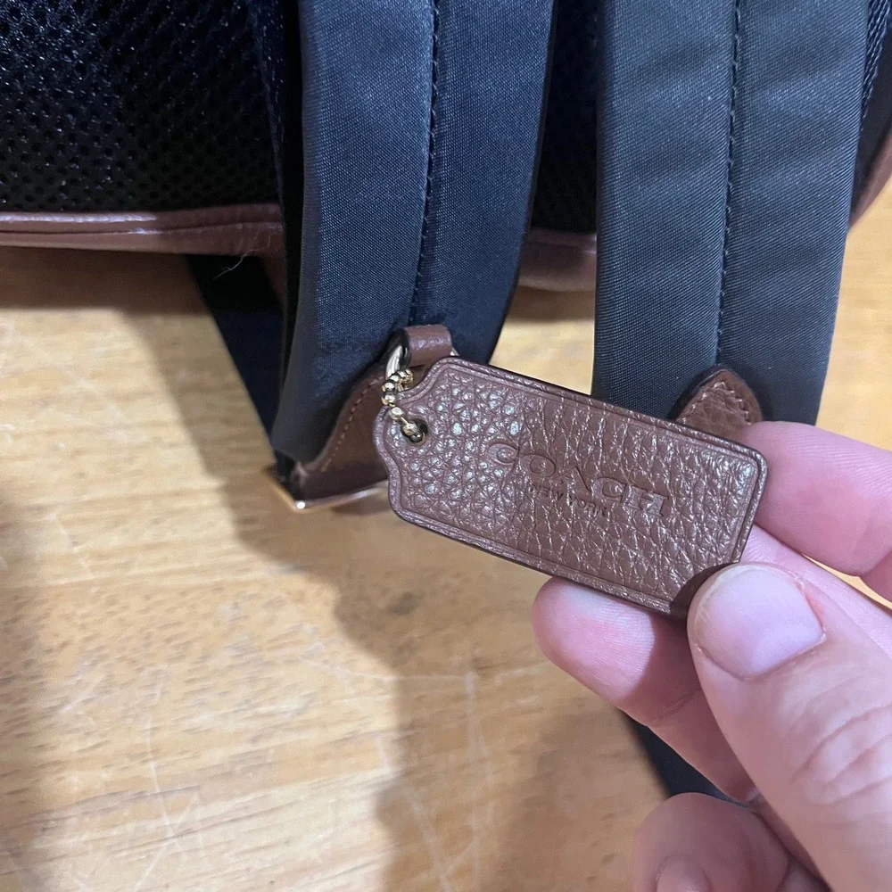 Coach Court Backpack Signature Canvas Pebble‎ Leather Khaki Saddle 5871 Classic